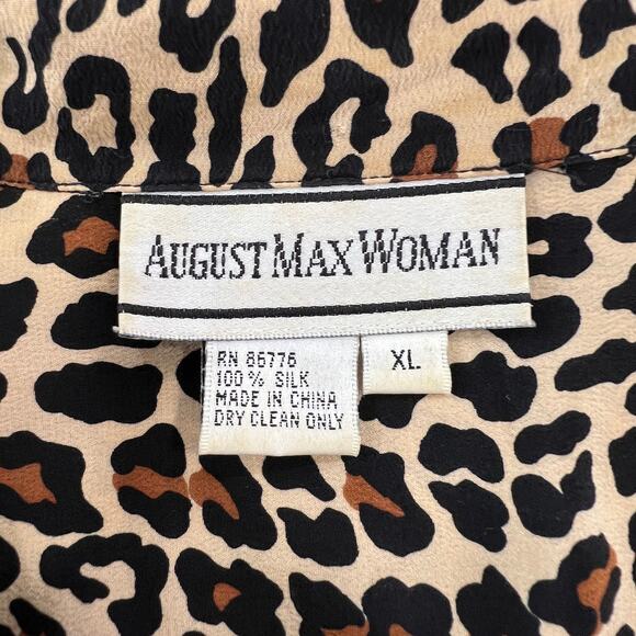 Vintage August Max Woman Women's XL Tunic Minidress 100% SILK Leopard Print Y2K‎ - Picture 6 of 7
